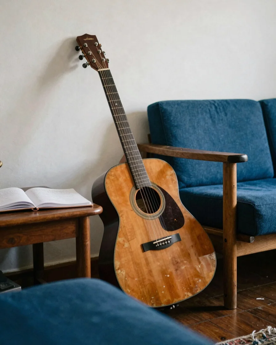 Wide editorial photograph of a quiet Brazilian living room in sof